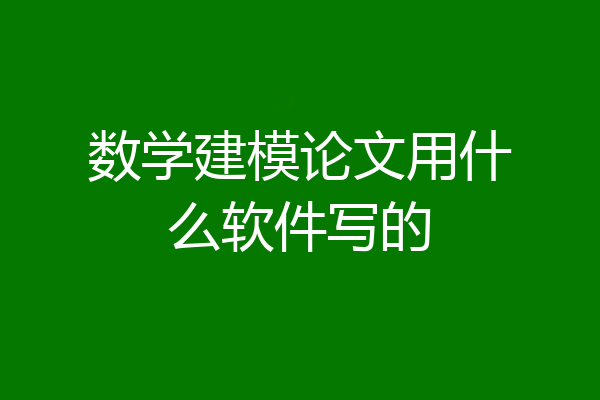 数学建模论文用什么软件写的
