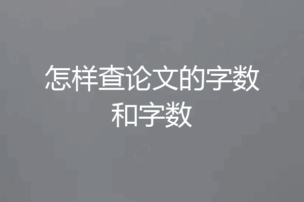 怎样查论文的字数和字数