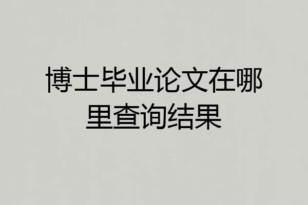 博士毕业论文在哪里查询结果
