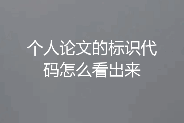 个人论文的标识代码怎么看出来