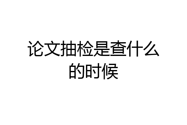 论文抽检是查什么的时候