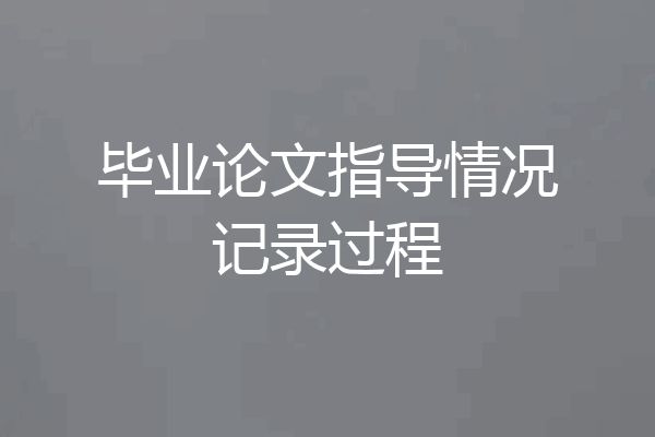 毕业论文指导情况记录过程