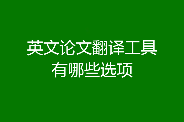 英文论文翻译工具有哪些选项