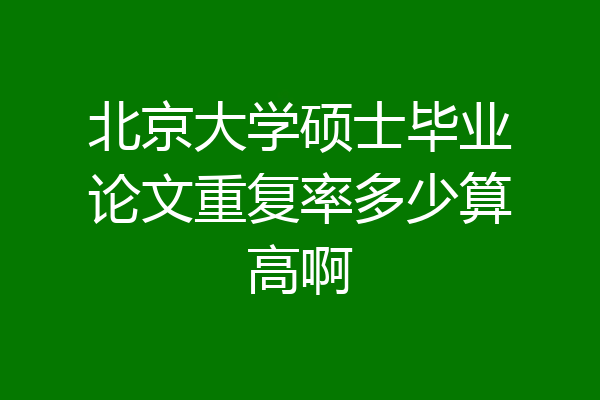 北京大学硕士毕业论文重复率多少算高啊