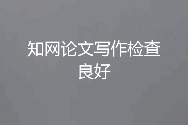 知网论文写作检查良好