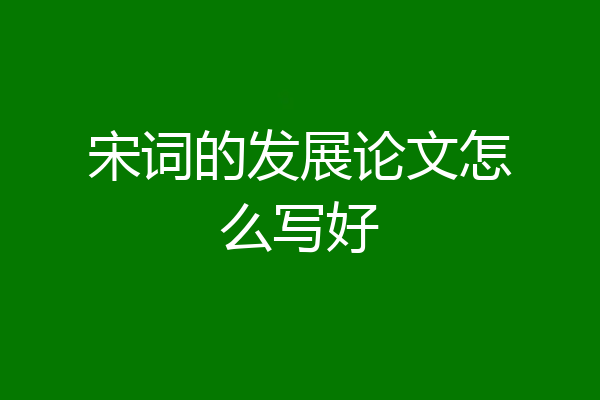 宋词的发展论文怎么写好