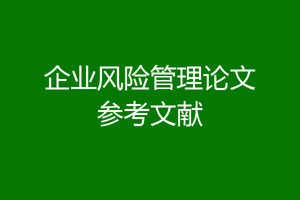 企业风险管理论文参考文献