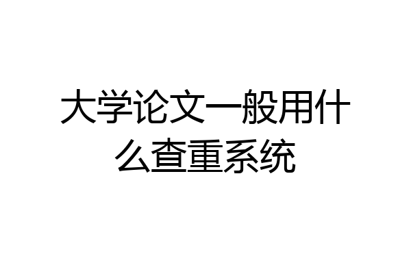 大学论文一般用什么查重系统
