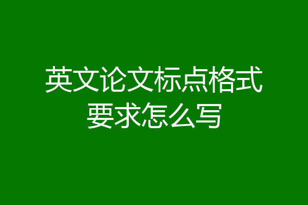 英文论文标点格式要求怎么写