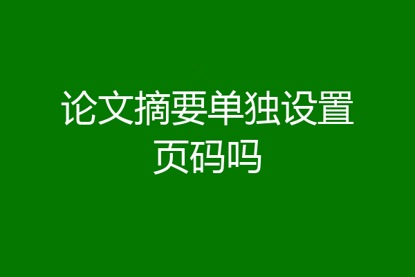 论文摘要单独设置页码吗