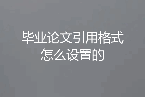 毕业论文引用格式怎么设置的
