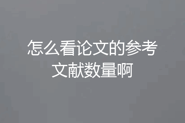 怎么看论文的参考文献数量啊