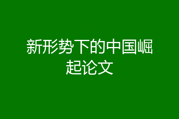 新形势下的中国崛起论文