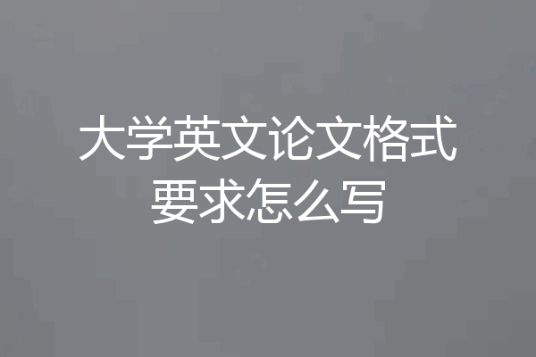 大学英文论文格式要求怎么写