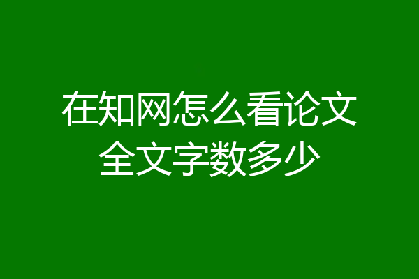 在知网怎么看论文全文字数多少