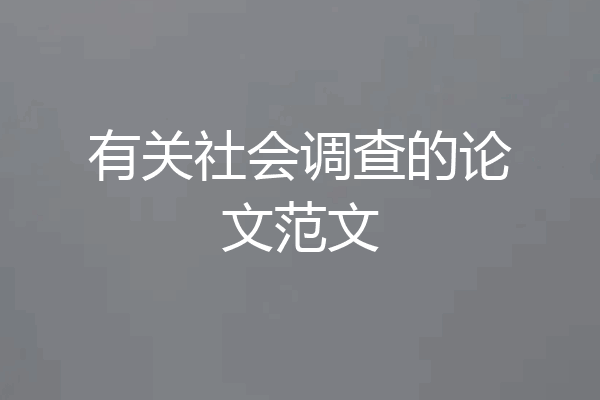 有关社会调查的论文范文