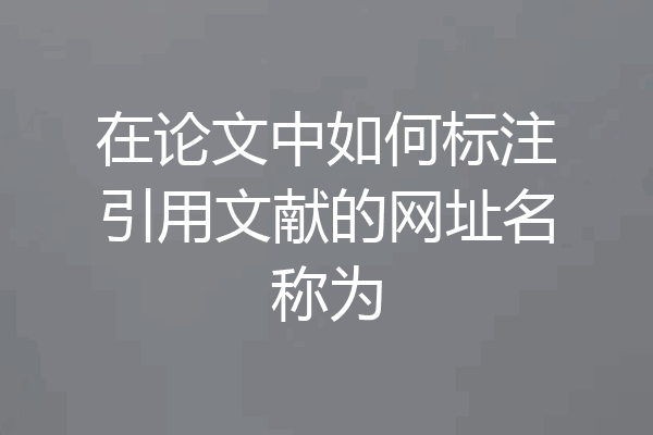 在论文中如何标注引用文献的网址名称为
