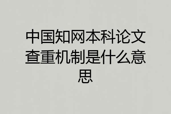 中国知网本科论文查重机制是什么意思