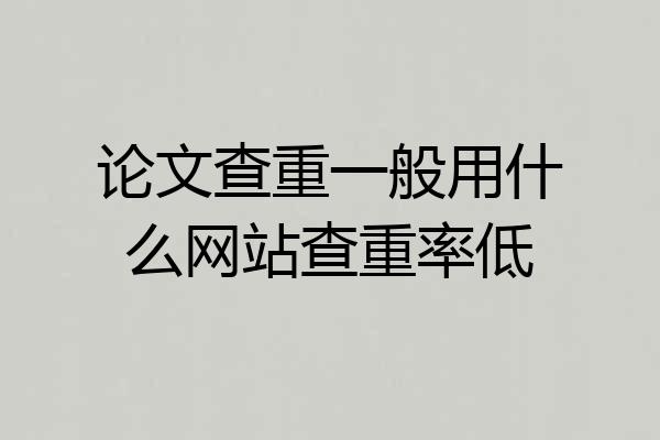 论文查重一般用什么网站查重率低