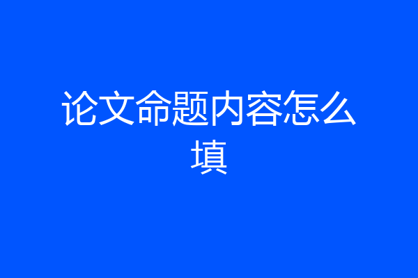 论文命题内容怎么填