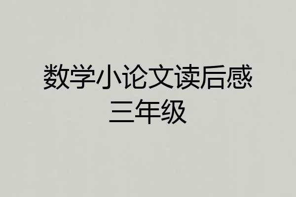 数学小论文读后感三年级