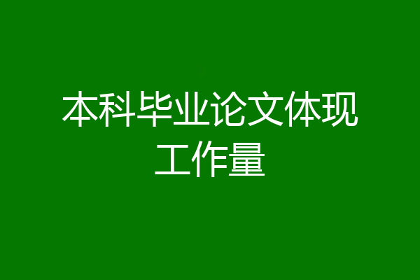 本科毕业论文体现工作量