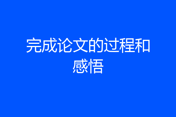 完成论文的过程和感悟