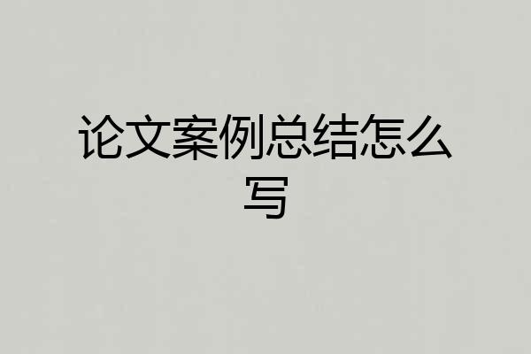 论文案例总结怎么写