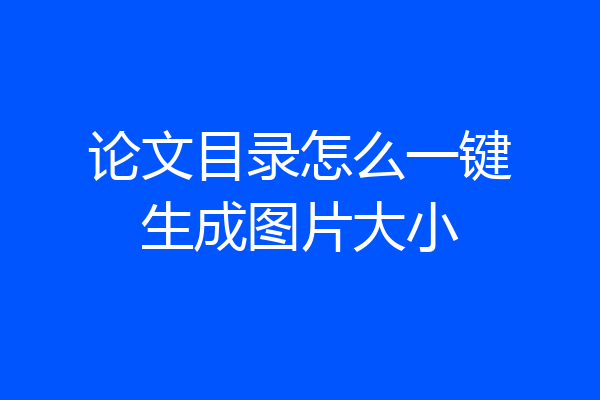 论文目录怎么一键生成图片大小