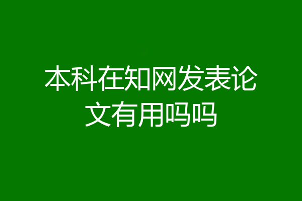 本科在知网发表论文有用吗吗