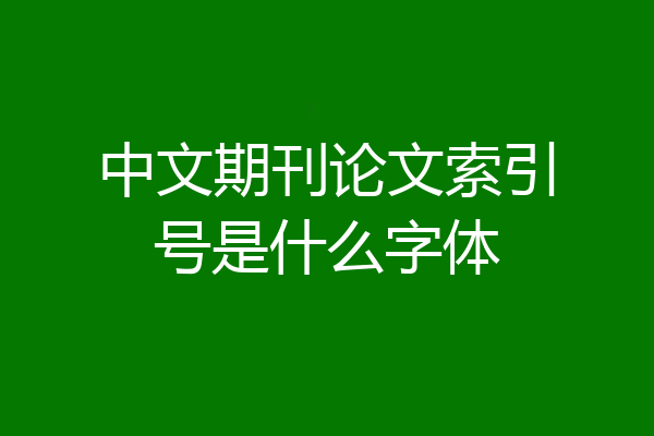 中文期刊论文索引号是什么字体