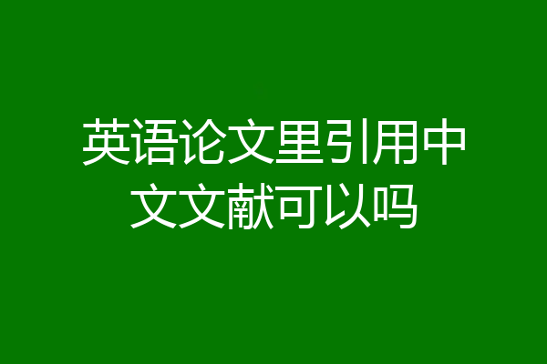 英语论文里引用中文文献可以吗
