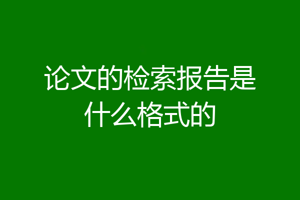 论文的检索报告是什么格式的