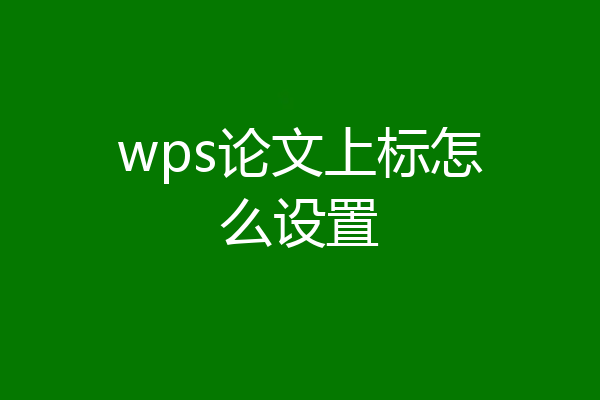 wps论文上标怎么设置