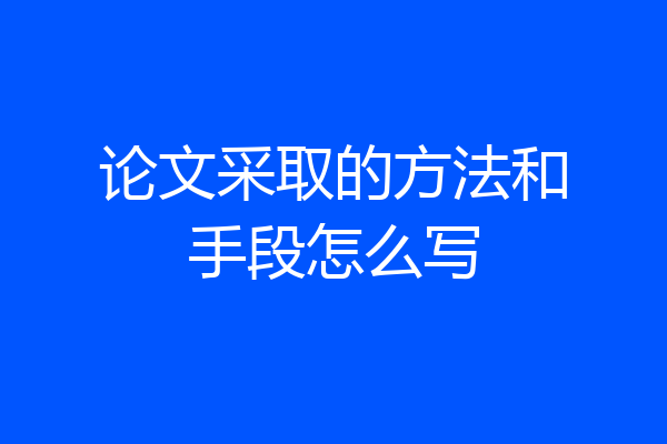 论文采取的方法和手段怎么写