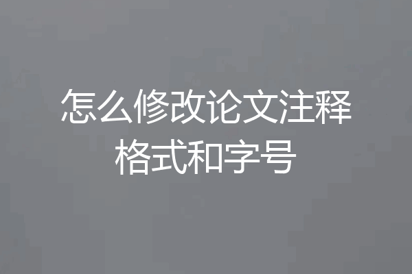 怎么修改论文注释格式和字号