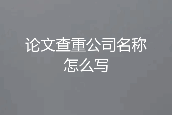 论文查重公司名称怎么写