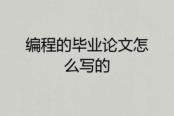 编程的毕业论文怎么写的