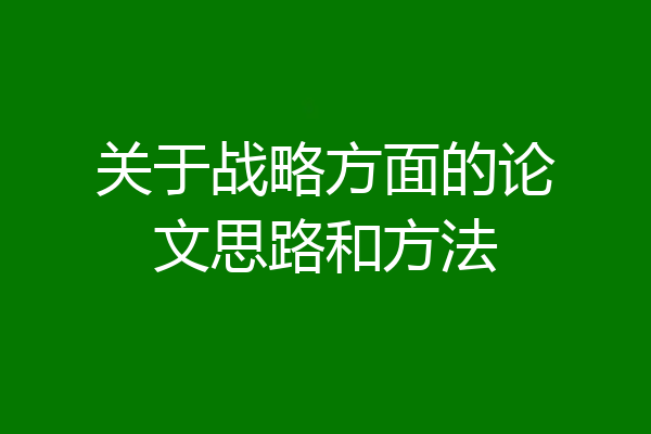 关于战略方面的论文思路和方法