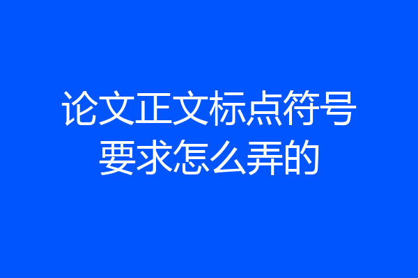 论文正文标点符号要求怎么弄的