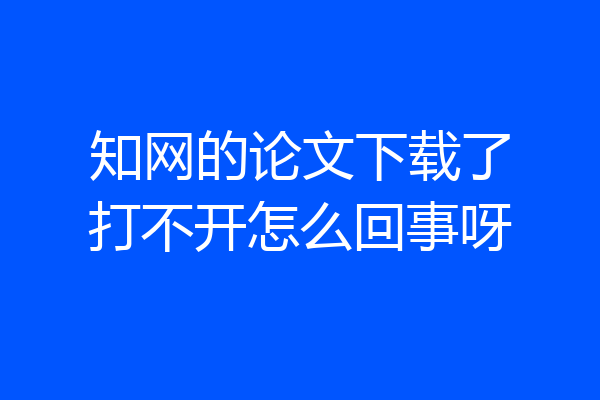 知网的论文下载了打不开怎么回事呀