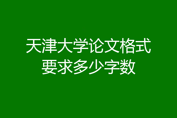 天津大学论文格式要求多少字数