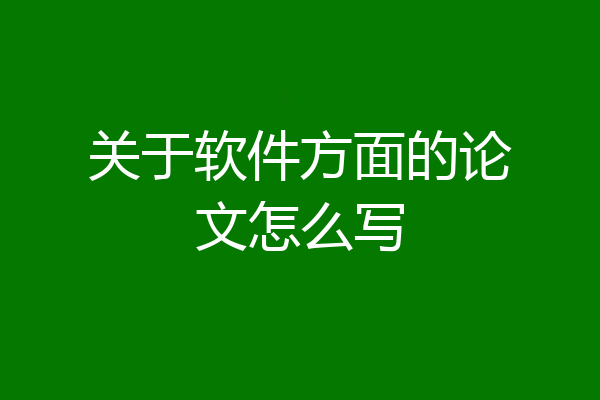 关于软件方面的论文怎么写