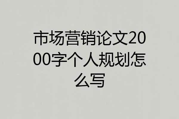 市场营销论文2000字个人规划怎么写