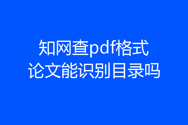 知网查pdf格式论文能识别目录吗