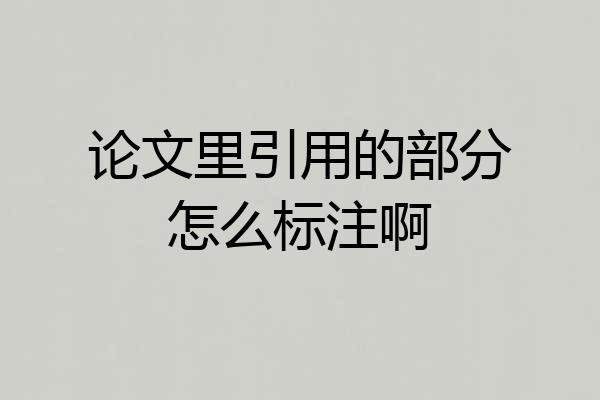 论文里引用的部分怎么标注啊
