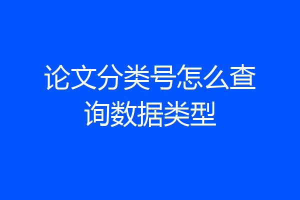 论文分类号怎么查询数据类型