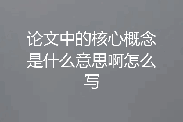 论文中的核心概念是什么意思啊怎么写