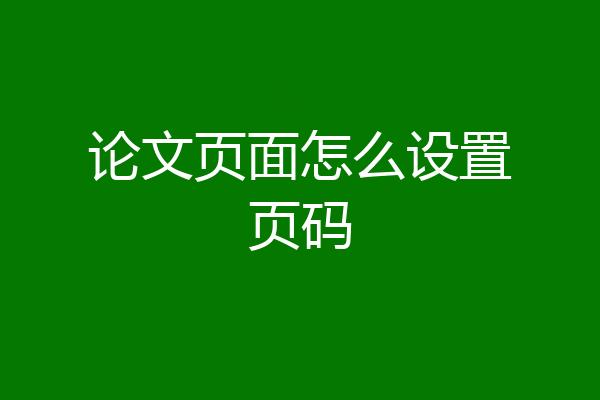论文页面怎么设置页码