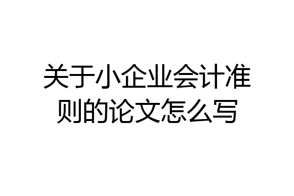 关于小企业会计准则的论文怎么写